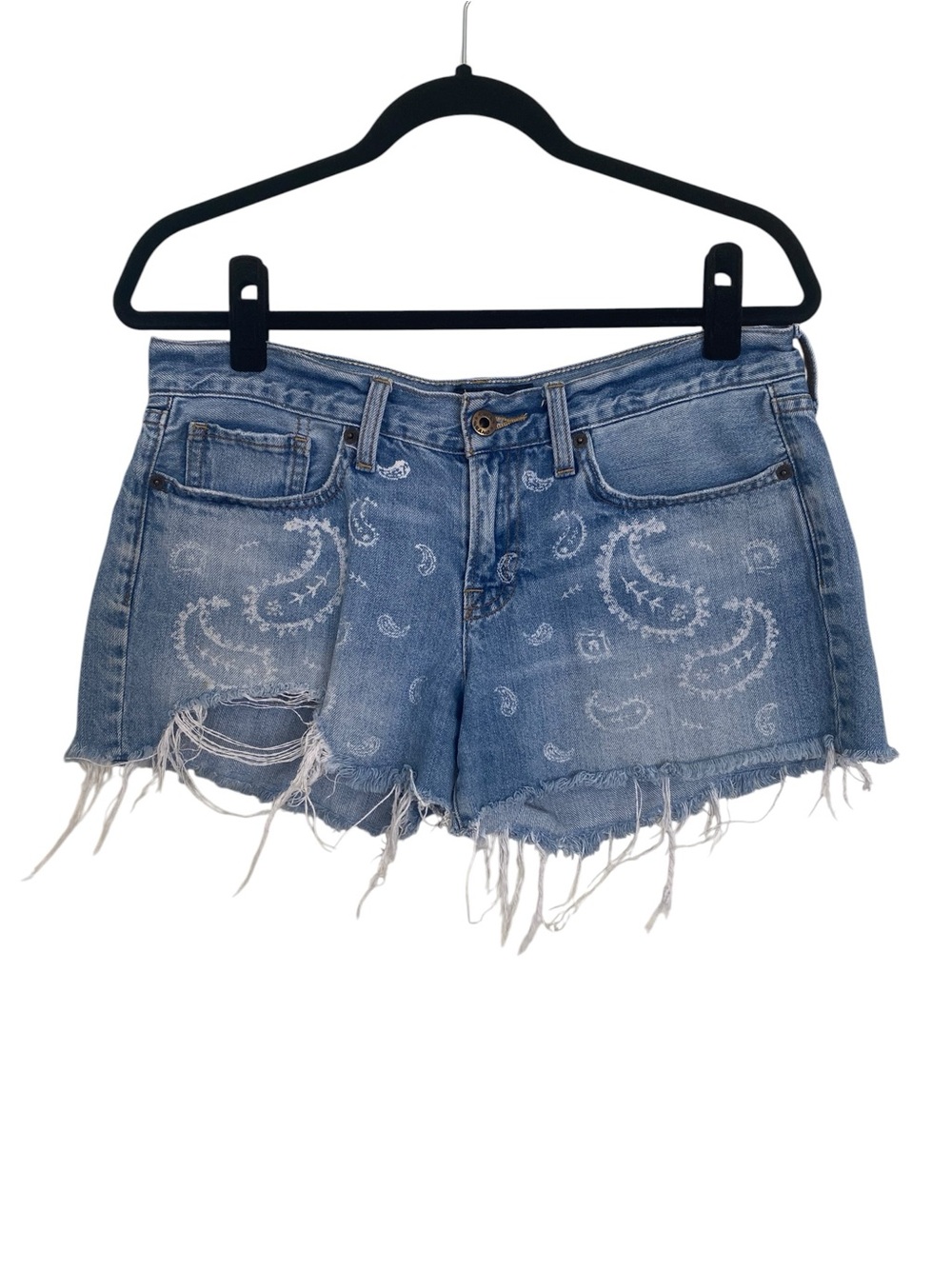 Lucky Brand The Cut Off Shorts Women’s 6/28 Light Wash Paisley Distressed